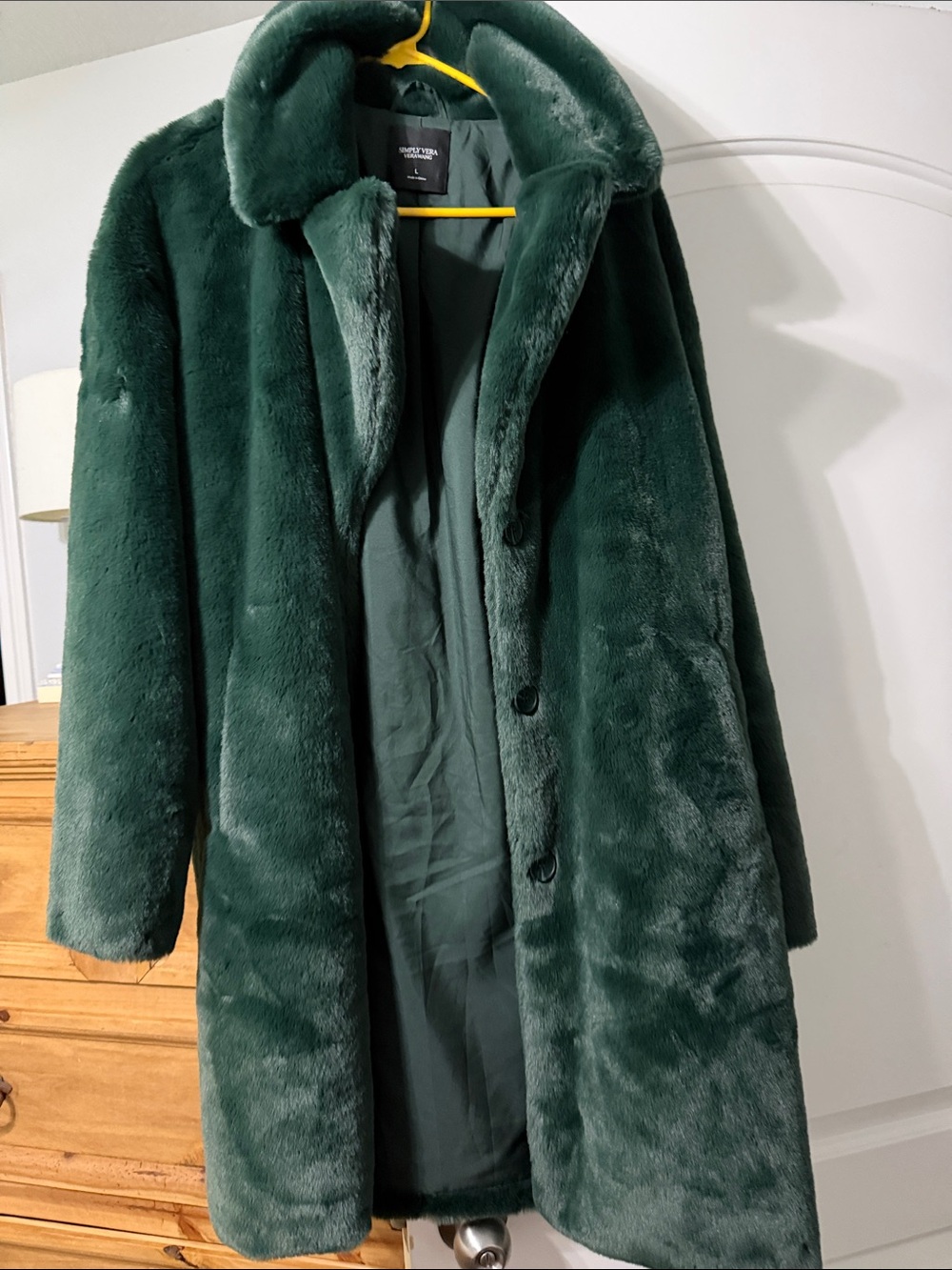 Simply Vera Vera Wang Deep Green Teddy Faux Fur Coat